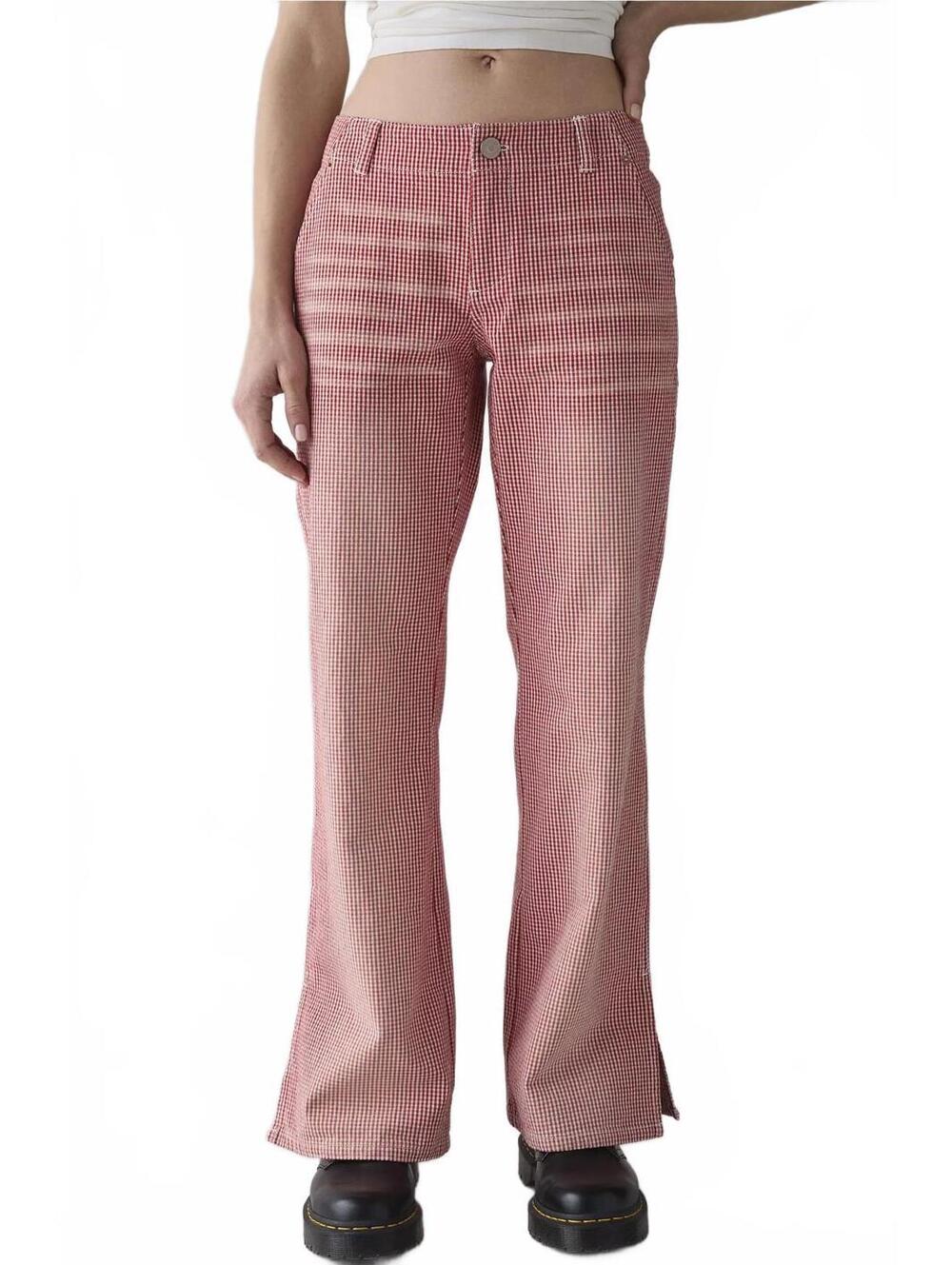 UO BDG Silverlake Mid-Rise Straight Leg Pant Urban Outfitters NWOT Red Gingham 0